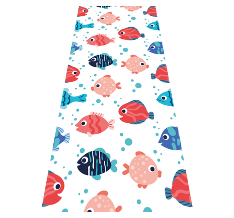 Pink and blue fishes bedroom vinyl rug - TenStickers