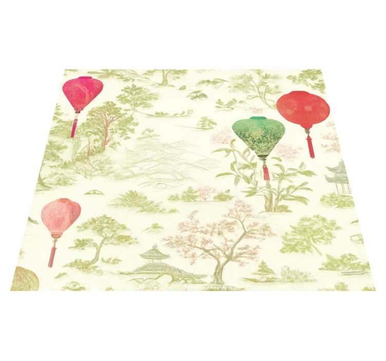 Oriental chinoiserie landscape bedroom vinyl rug - TenStickers