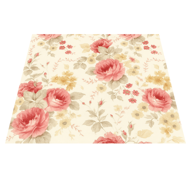 Romantic floral design bedroom vinyl rug - TenStickers
