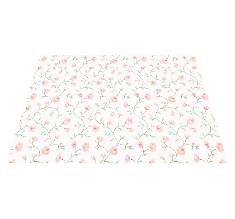 Bedroom vinyl rug botanical pink flower - TenStickers