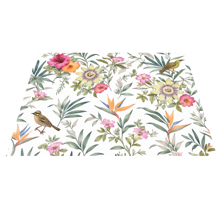 Bedroom vinyl rug in blue floral design - TenStickers