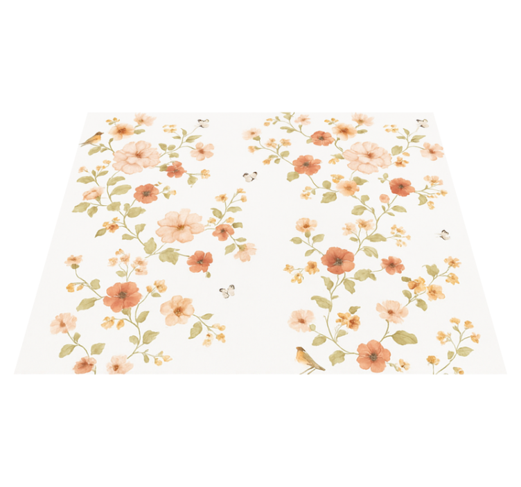 Simple white small flowers bedroom vinyl rug - TenStickers