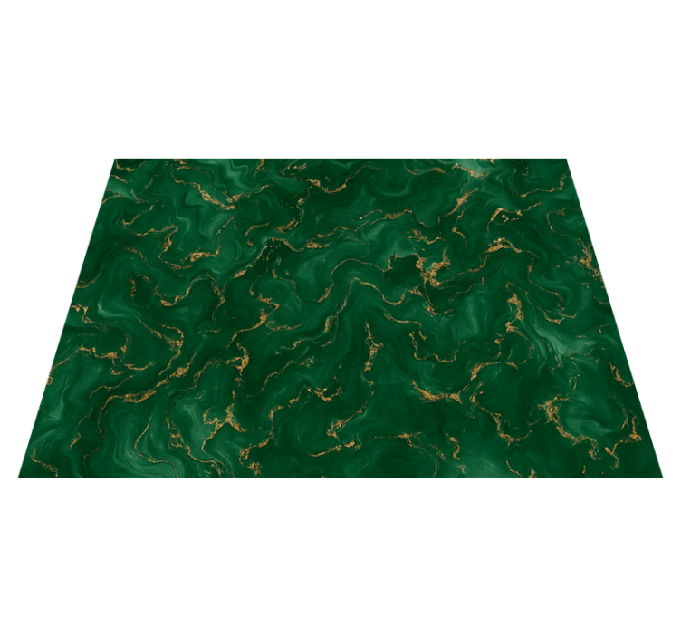Emerald green with gold marble bedroom vinyl rug - TenStickers