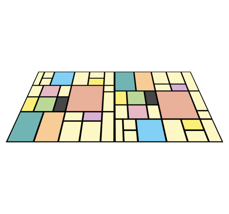 Geometric vinyl rug in patchwork color blocks - TenStickers