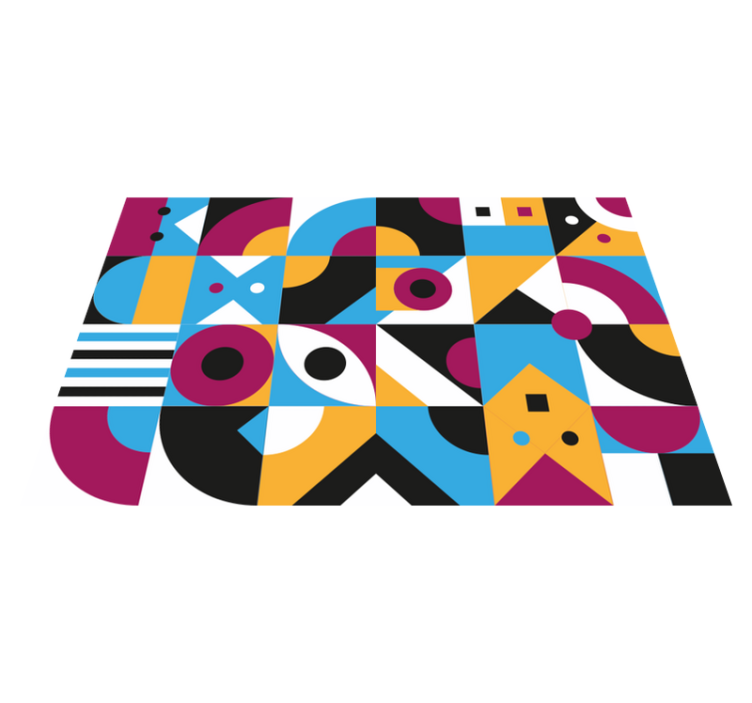 Geometric vinyl rug in vibrant geometric colors - TenStickers