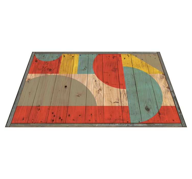Geometric vinyl rug geometry with wood - TenStickers