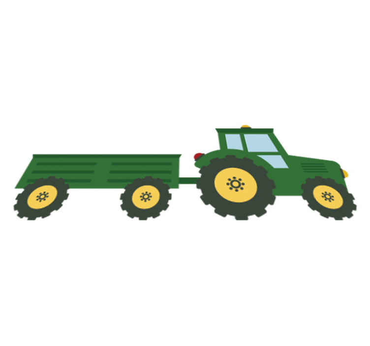 Kids vinyl rug green tractor and wagon design - TenStickers