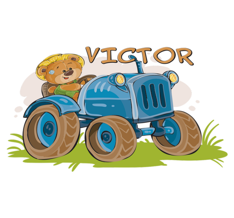 Kids vinyl rug personalized tractor design - TenStickers
