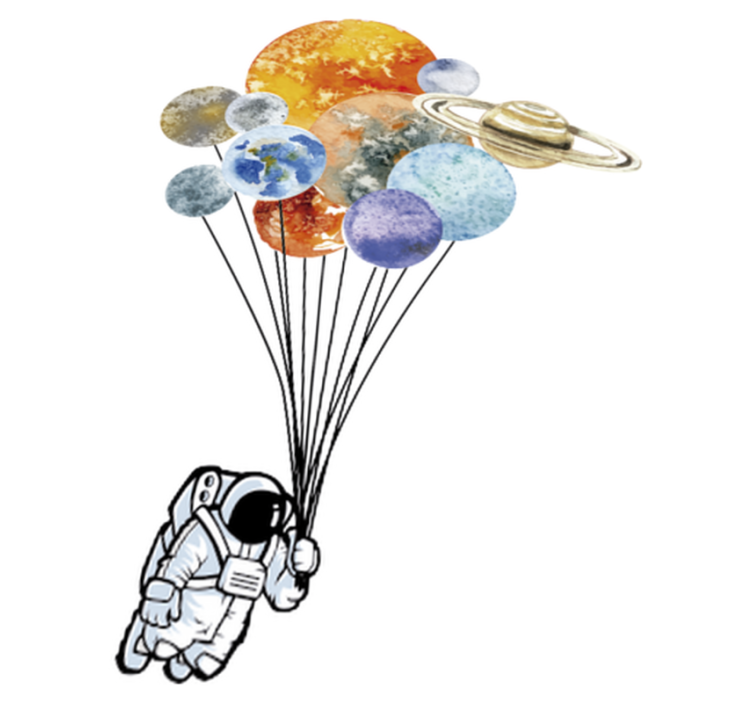 Kids vinyl rug astronaut with colorful balloons - TenStickers