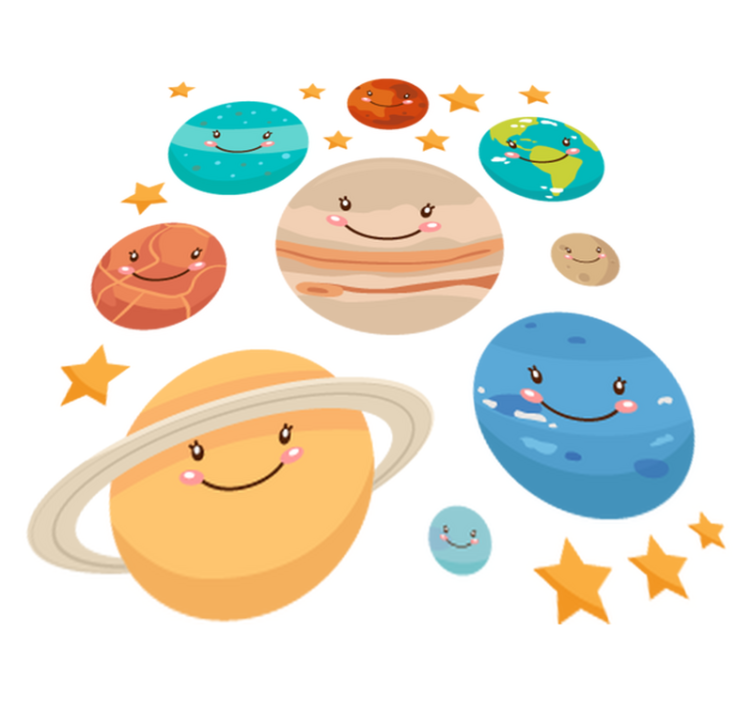 Kids vinyl rug solar system planet stickers - TenStickers
