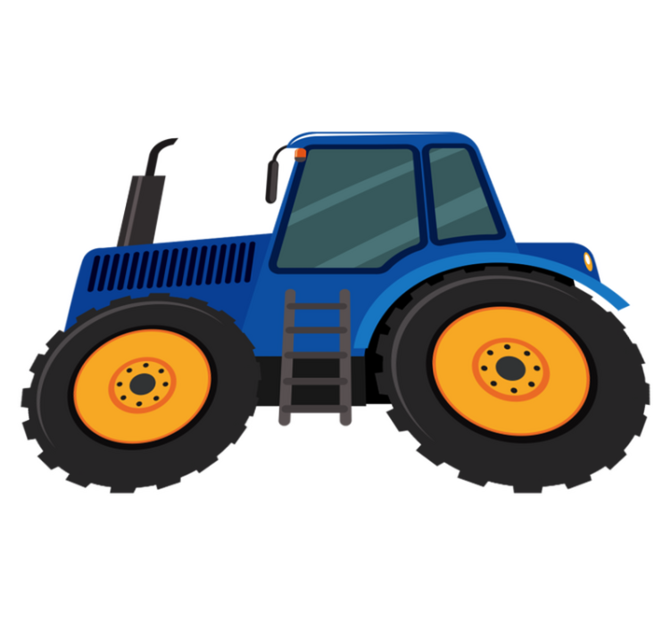 Kids vinyl rug blue tractor design - TenStickers
