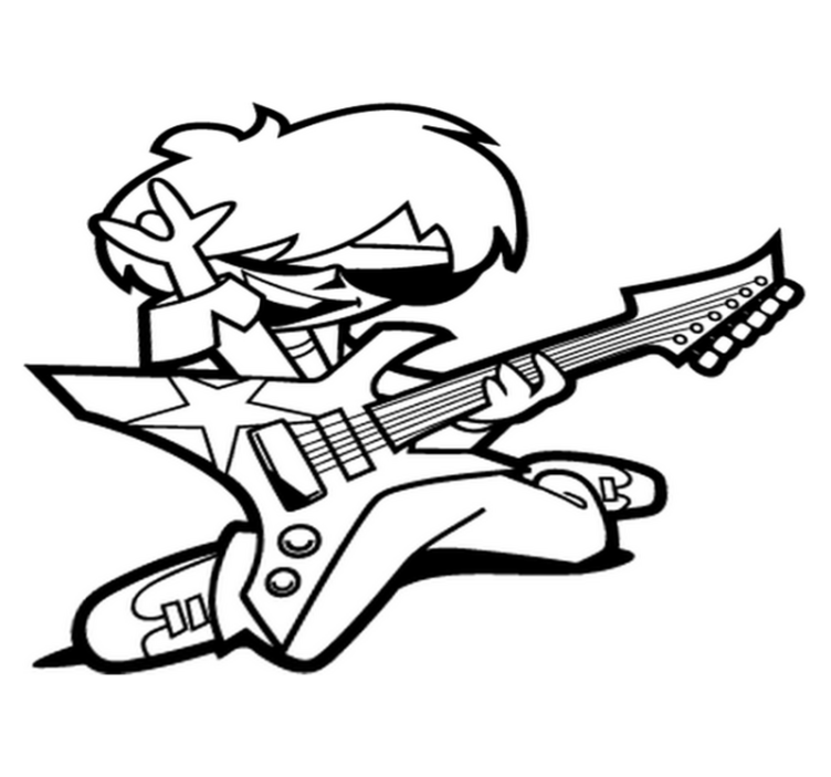 Kids vinyl rug teenager with guitar design - TenStickers