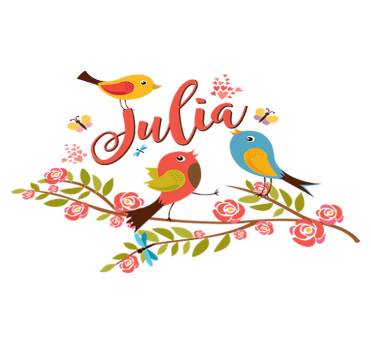 Kids vinyl rug spring birds personalized - TenStickers