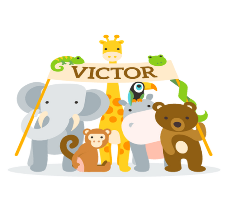 Kids vinyl rug featuring welcoming animals by name - TenStickers