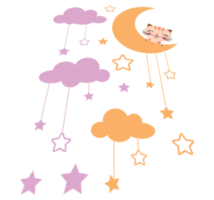 Kids vinyl rug cat moon sticker - TenStickers