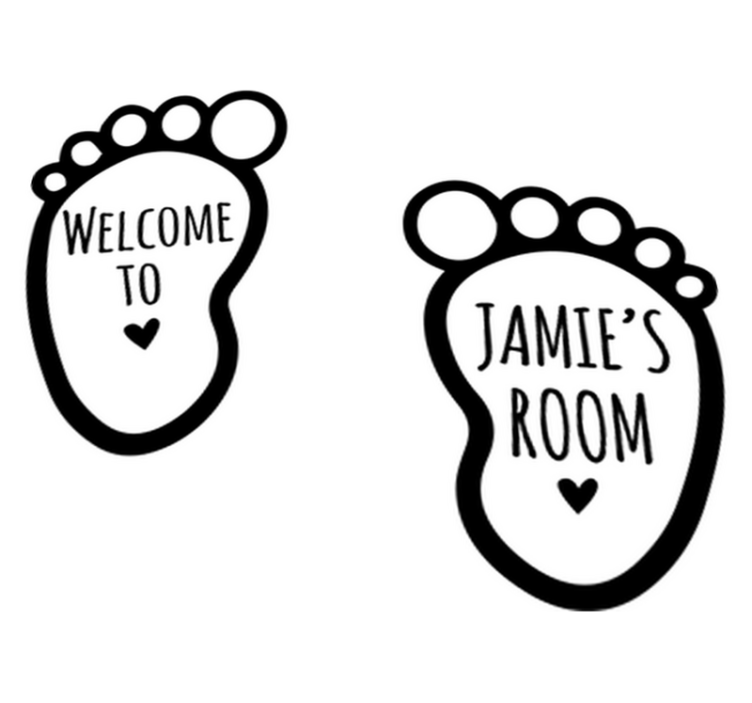 Kids vinyl rug with personalized baby footprints - TenStickers