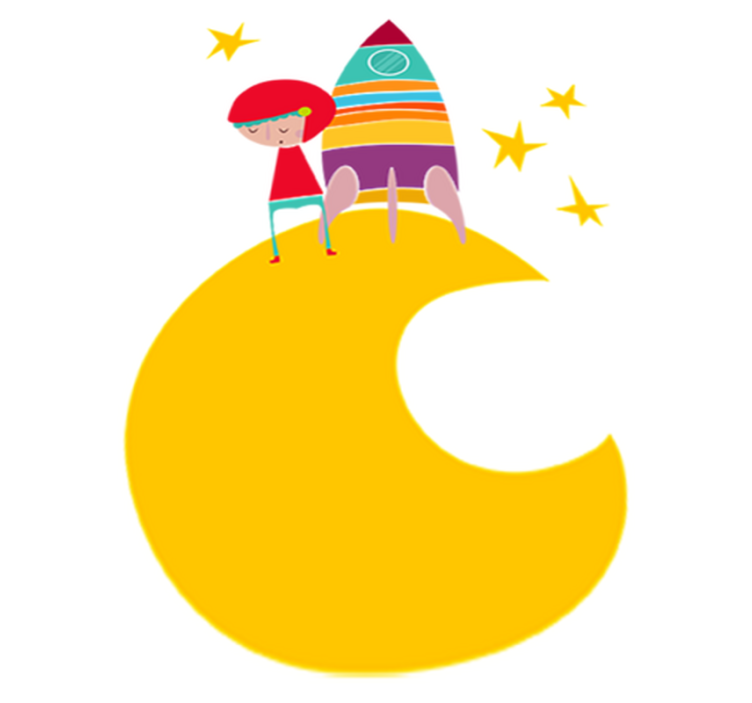 Kids vinyl rug rocket on the moon - TenStickers