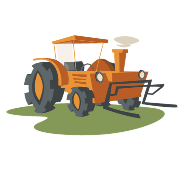 Kids vinyl rug orange tractor design - TenStickers