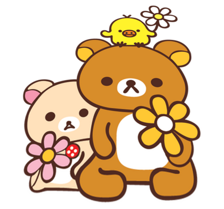 Kids vinyl rug featuring baby bears with bird - TenStickers