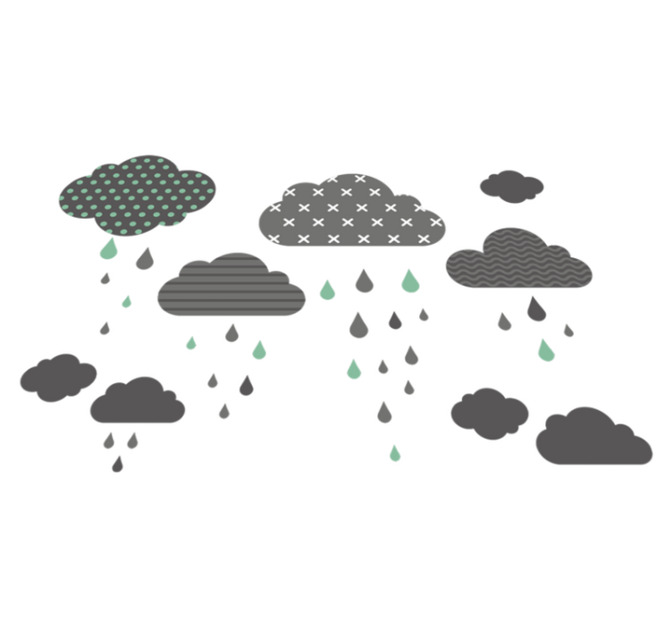 Kids vinyl rug with grey rainy clouds design - TenStickers
