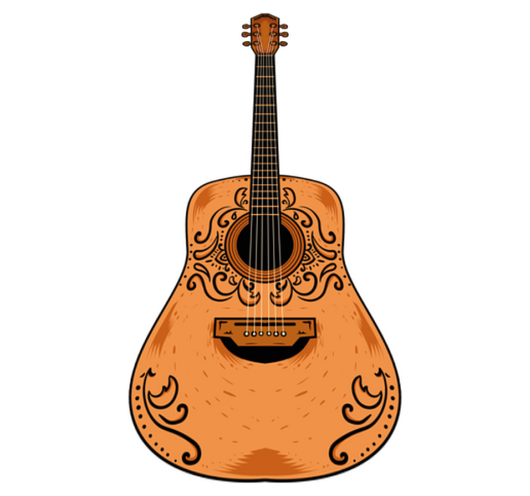 Bedroom vinyl rug with orange guitar design - TenStickers