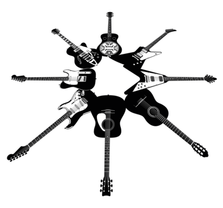 Bedroom vinyl rug with guitars in a circle - TenStickers