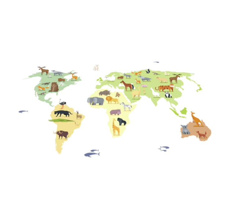 Colorful continent animals bedroom vinyl rug - TenStickers