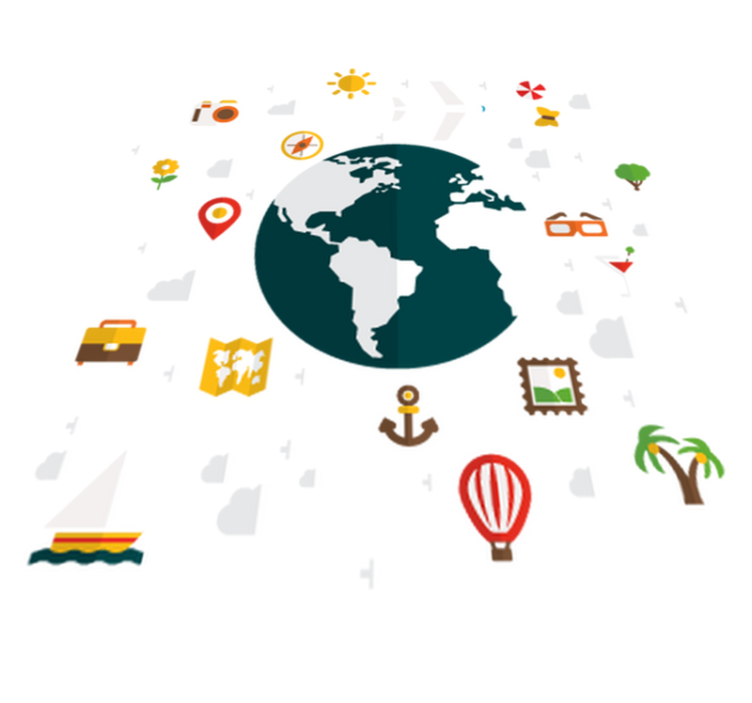 Bedroom vinyl rug travel-themed decorative vinyl - TenStickers