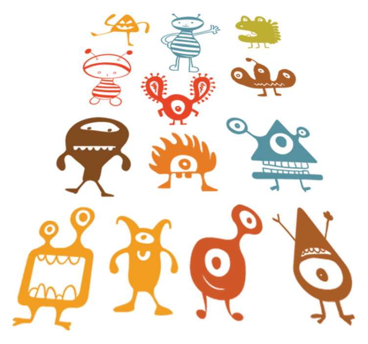 Kids vinyl rug featuring colorful aliens - TenStickers