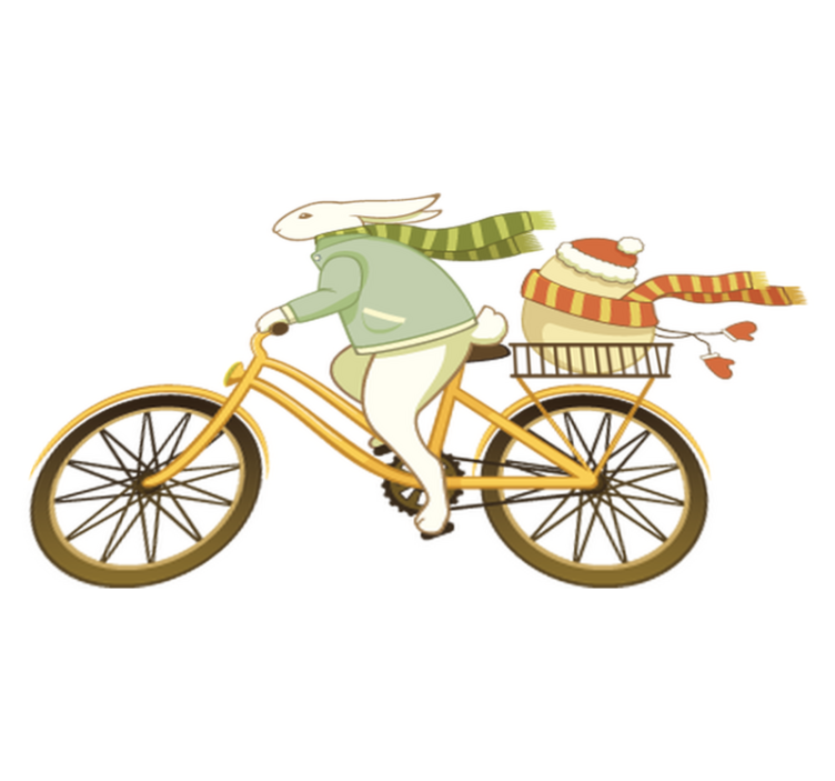 Kids vinyl rug easter bunny riding a bike - TenStickers