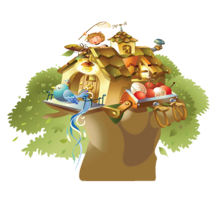 Gaming vinyl rug tree house illustration - TenStickers