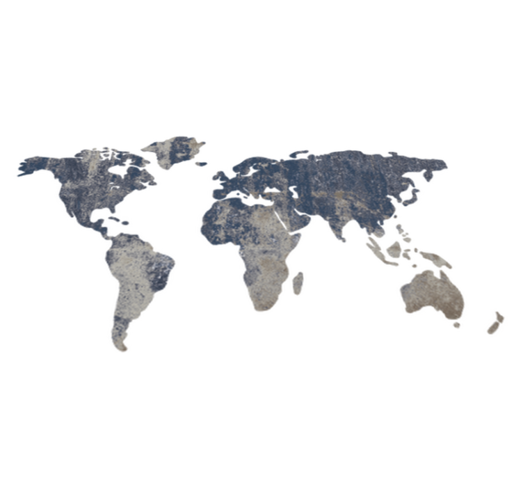 World map vinyl rug blue wall texture decor - TenStickers