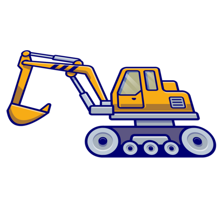 Kids vinyl rug excavator yellow design for kids - TenStickers