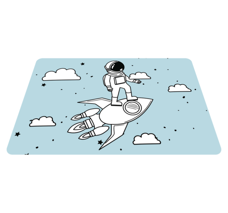 Kids vinyl rug rocket astronaut and stars - TenStickers