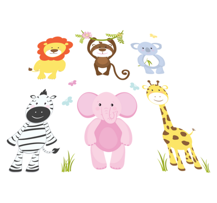 Kids vinyl rug colorful baby animals - TenStickers