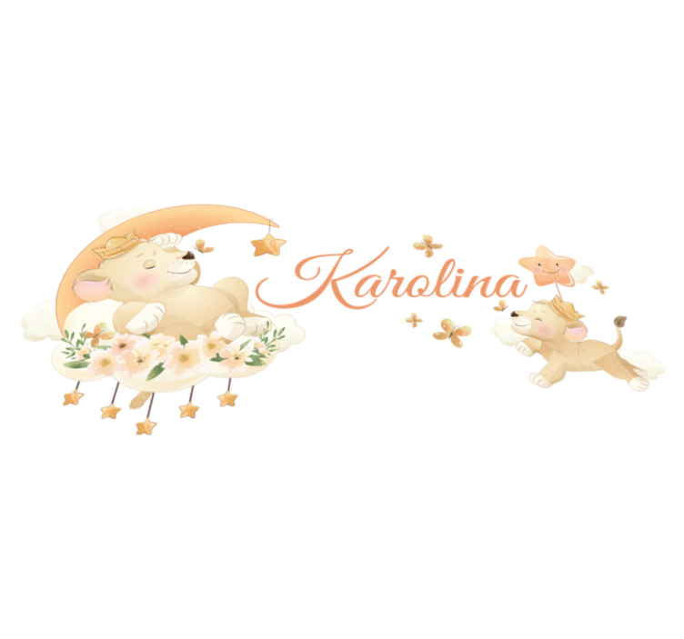 Kids vinyl rug cute animal lion with name - TenStickers