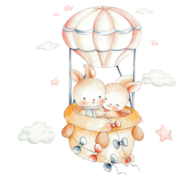 Kids vinyl rug bunny hot air balloon - TenStickers