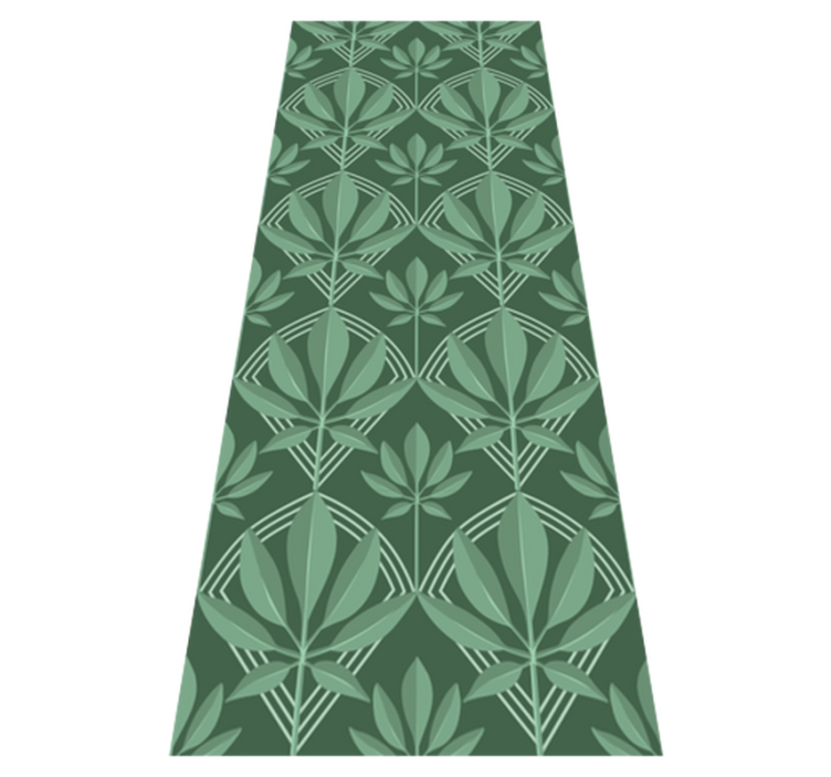 Bathroom vinyl rug in art deco small green leaves - TenStickers