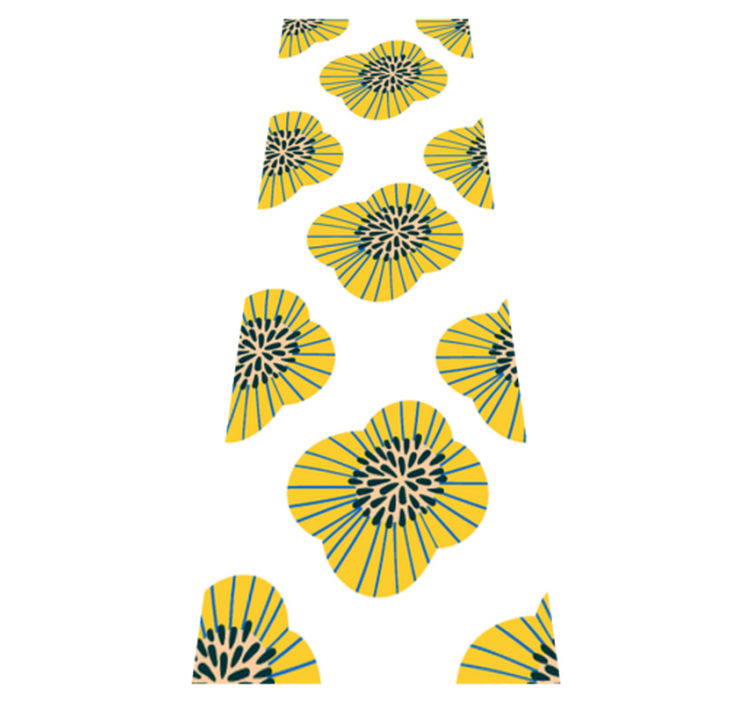 Big blue and yellow round flower pattern bathroom vinyl rug - TenStickers