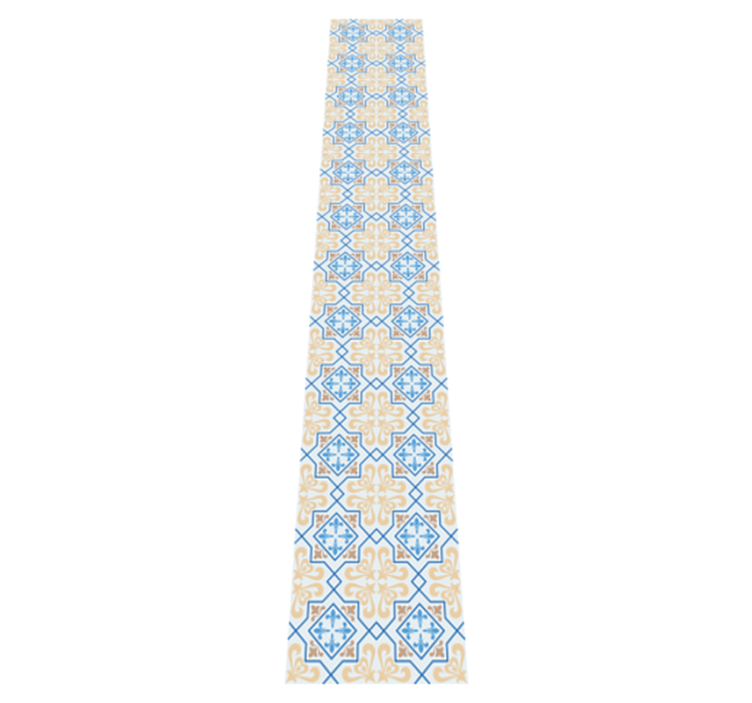 Kitchen vinyl rug with blue lines portuguese tiles - TenStickers