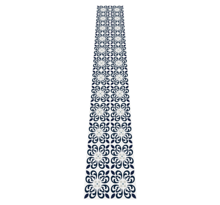 Kitchen vinyl rug dark blue clover tile - TenStickers