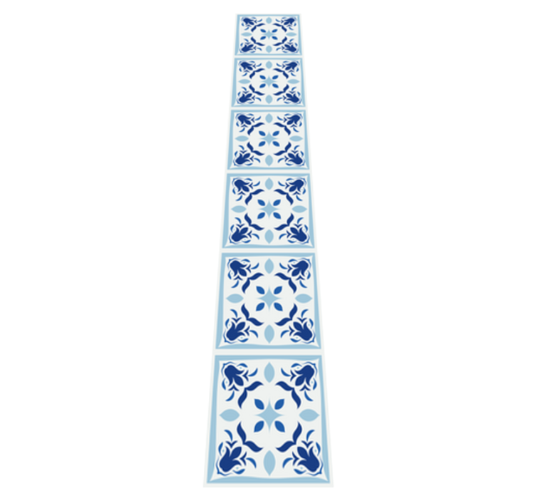 Kitchen vinyl rug typical portuguese tile flowers - TenStickers