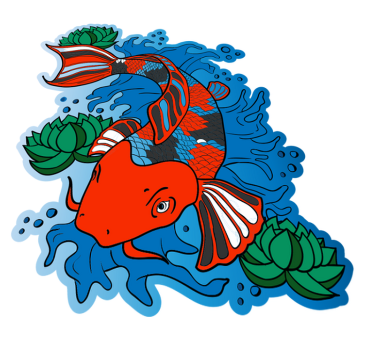 Koi fish design animal vinyl rug - TenStickers