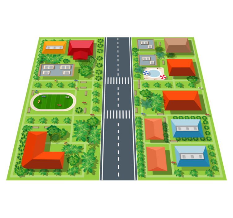 Playful Townscape playroom rug - TenStickers