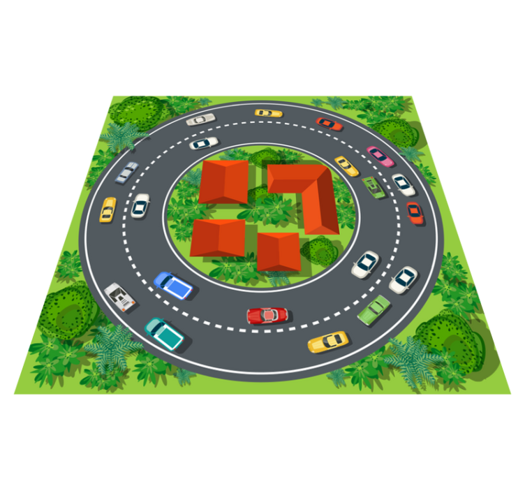 Marvellous round race track kids vinyl rug - TenStickers