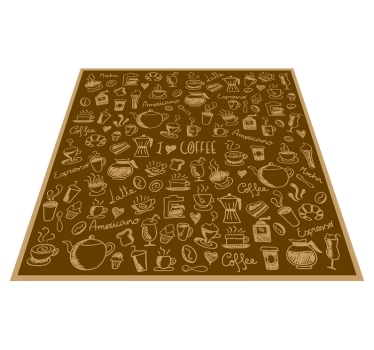 Coffee Doodle Collection kitchen vinyl rug - TenStickers