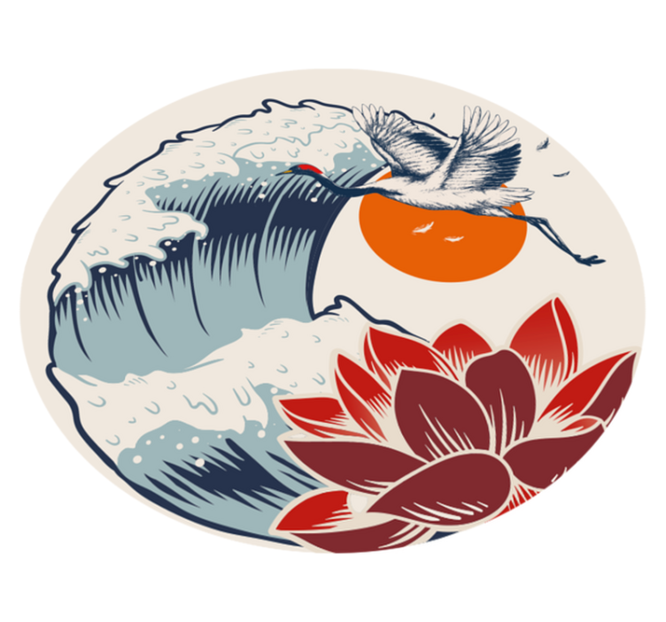 Great wave of Kangawa modern vinyl rug - TenStickers