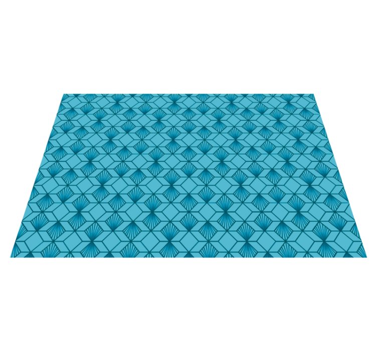 Blue cube geometric vinyl rug - TenStickers