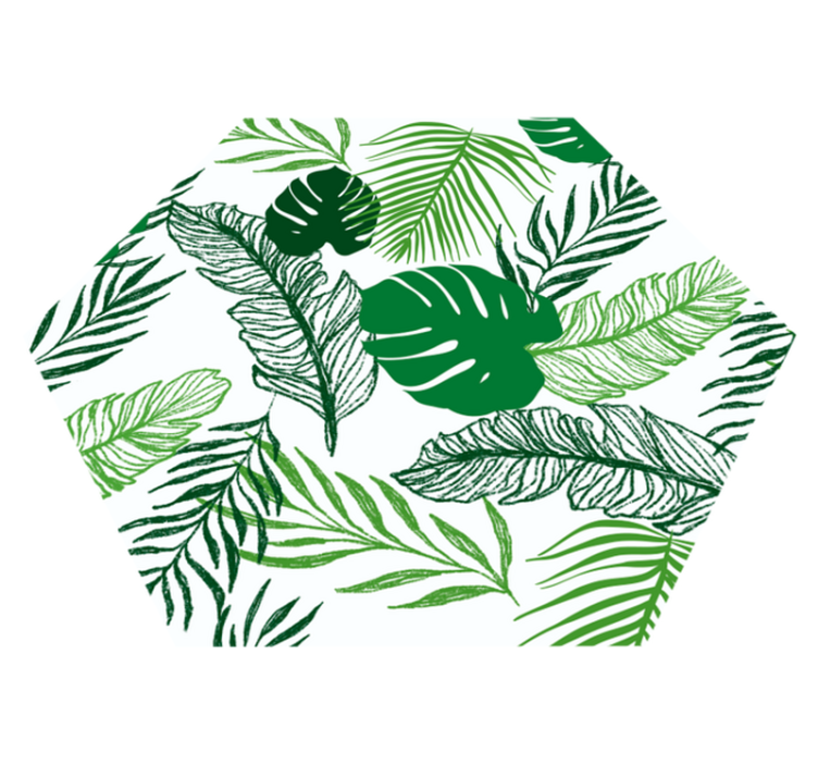 Tropical Foliage Hexagon flower vinyl rug - TenStickers