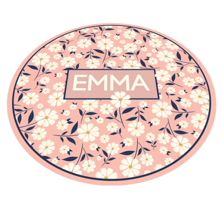 Personnalised floral vinyl rug with name - TenStickers